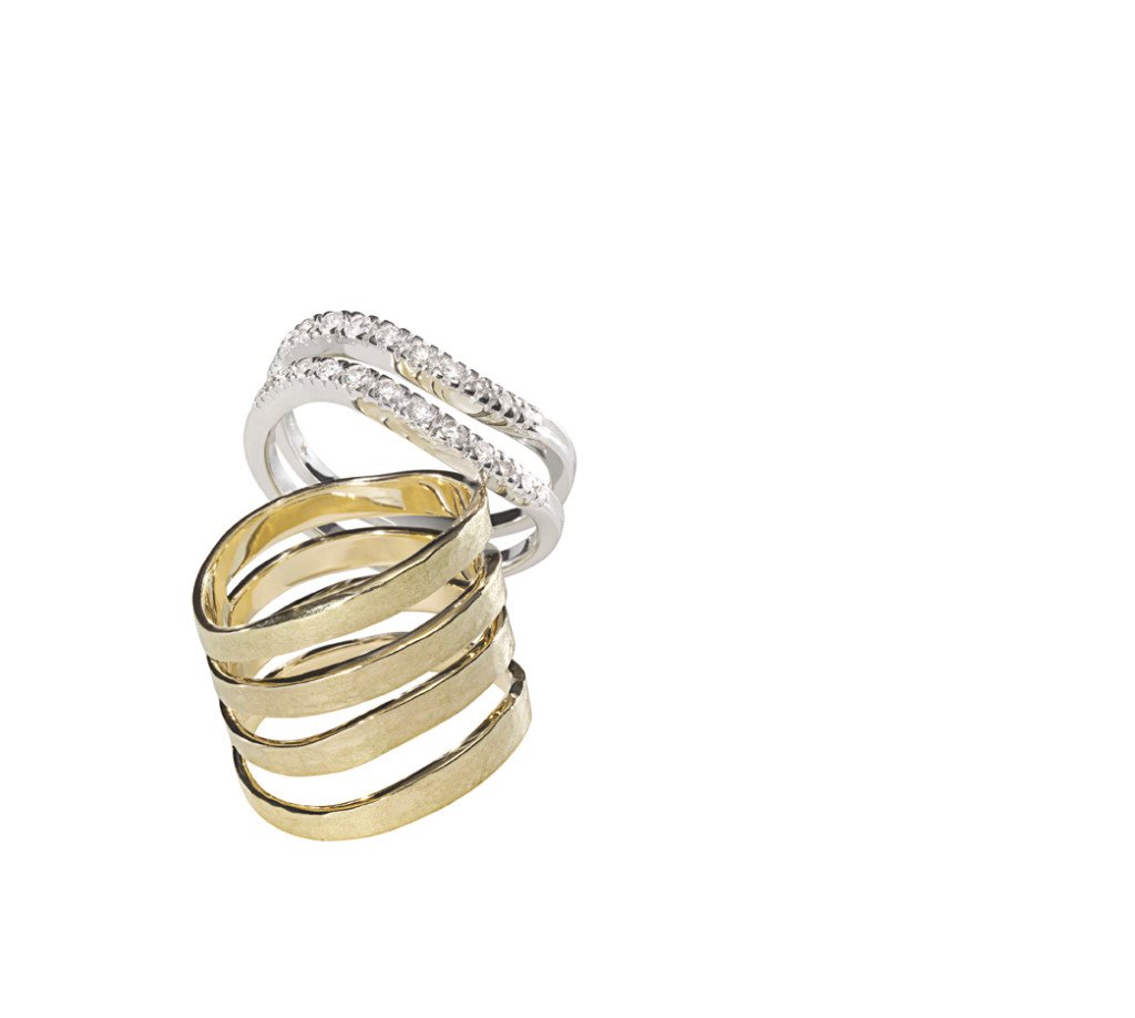 COPAN - Anéis de ouro amarelo e ouro branco com diamantes