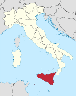 A Sicilia em vermelho.