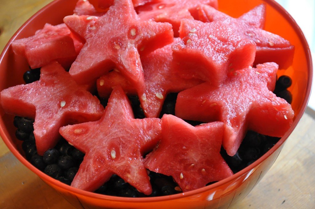 Watermelon Stars over Blueberries