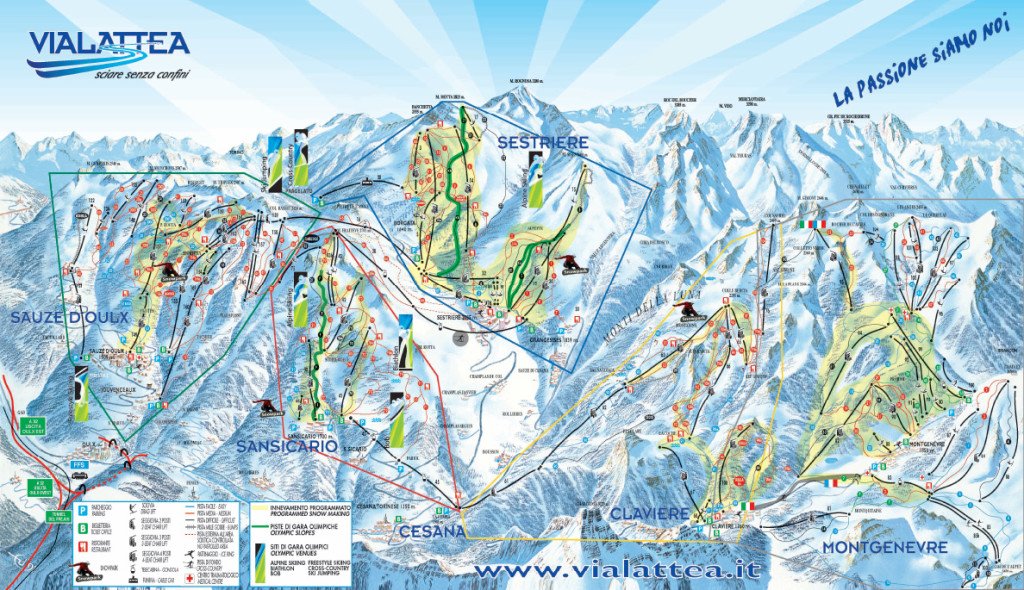 Tem santíssimas pistas para esquiar, tantas que chamaram de Via Lattea!