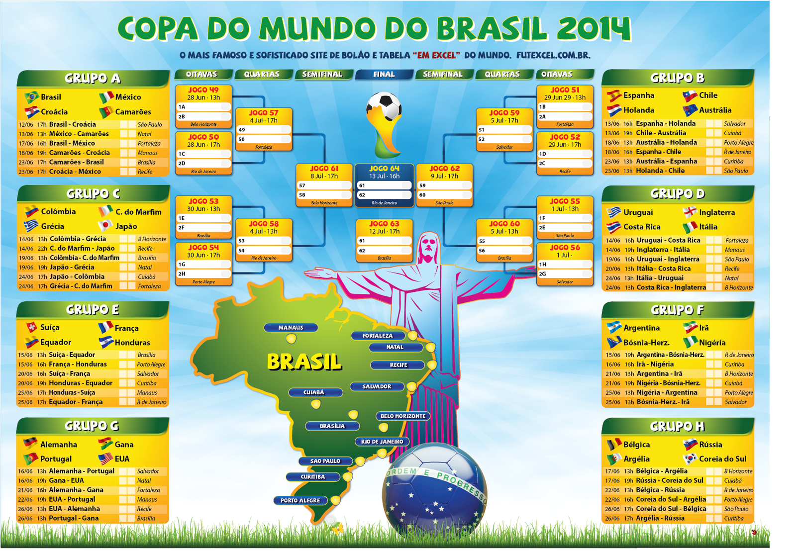 Imprima a tabela de jogos completa da Copa do Mundo da Rússia de 2018 -  Esportes - R7 Copa 2018