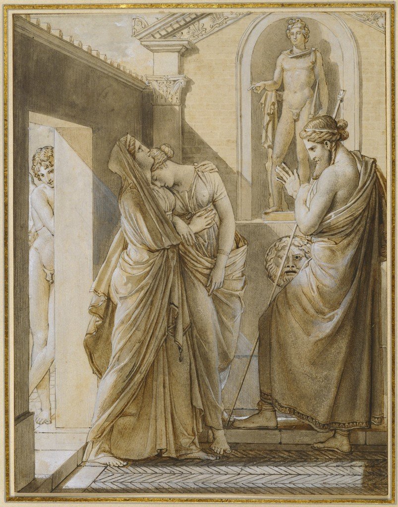 3- Os pais de Psyché vão consultar o Oráculo de Apolo e, escondido, Eros se faz passar por adivinho, por François Pascal Simon Gerard.