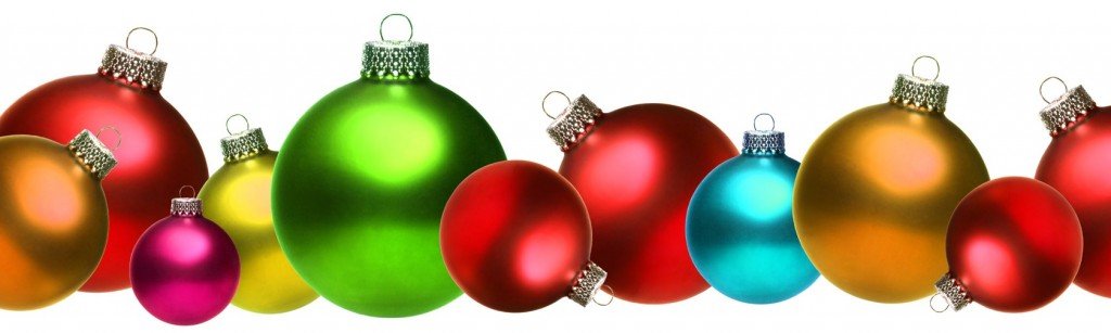 Colored christmas glass balls isolated on white background